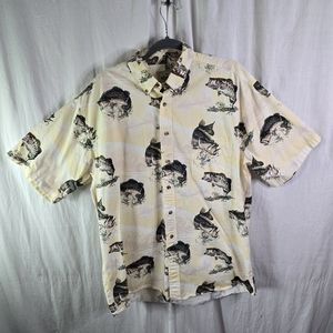 Redhead mens casual button down short-sleeved shirt size XL in yellow